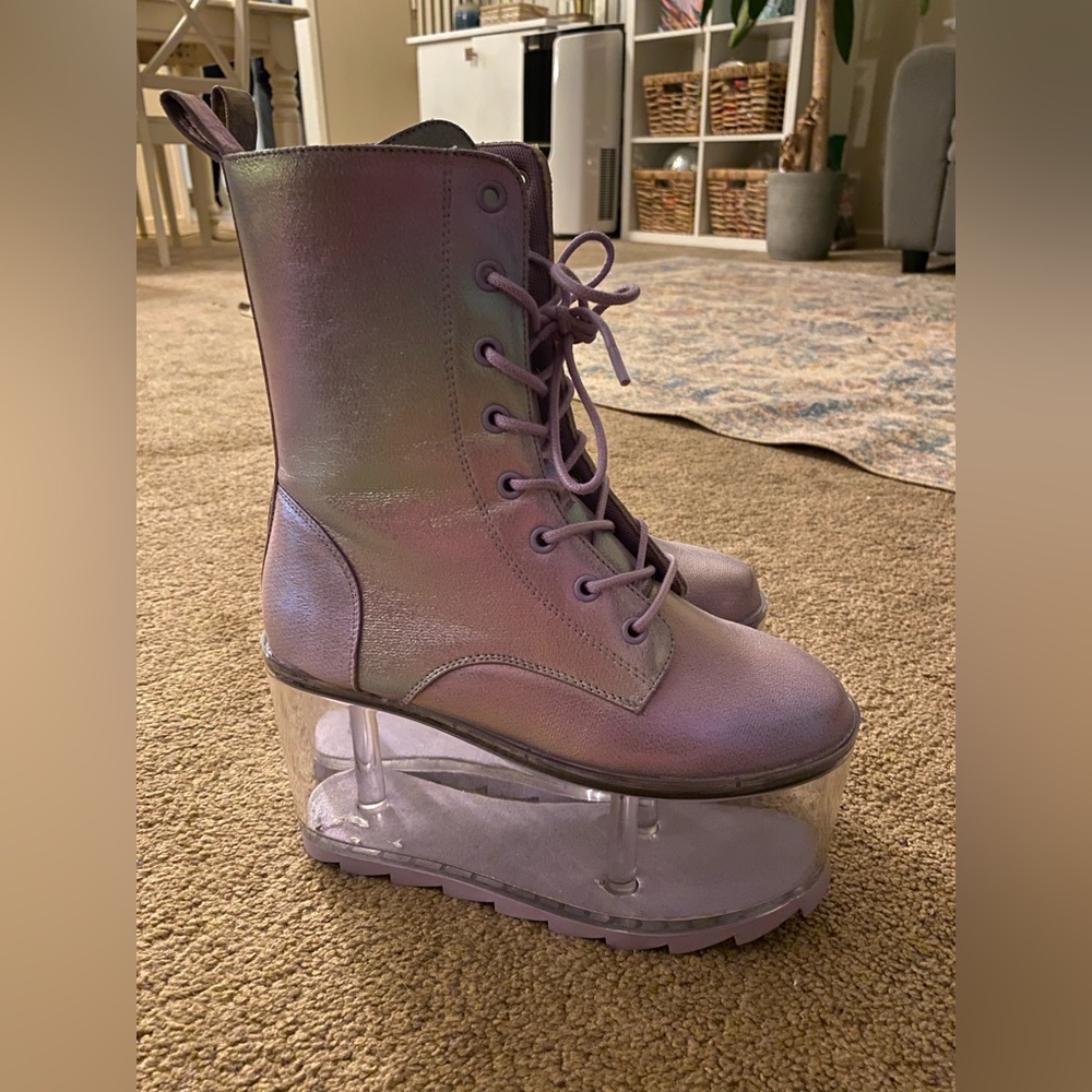Dollskill YRU purple clear platform boots